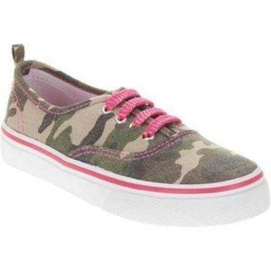 Toddler Girls Sneakers Green Camo 12 Faded Glory Pink Green Canvas Lace Up Shoes